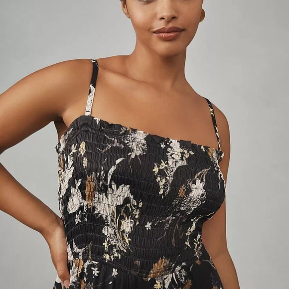 Pilcro Strapless Floral Jumpsuit in Black and Cream - Picture 5 of 7